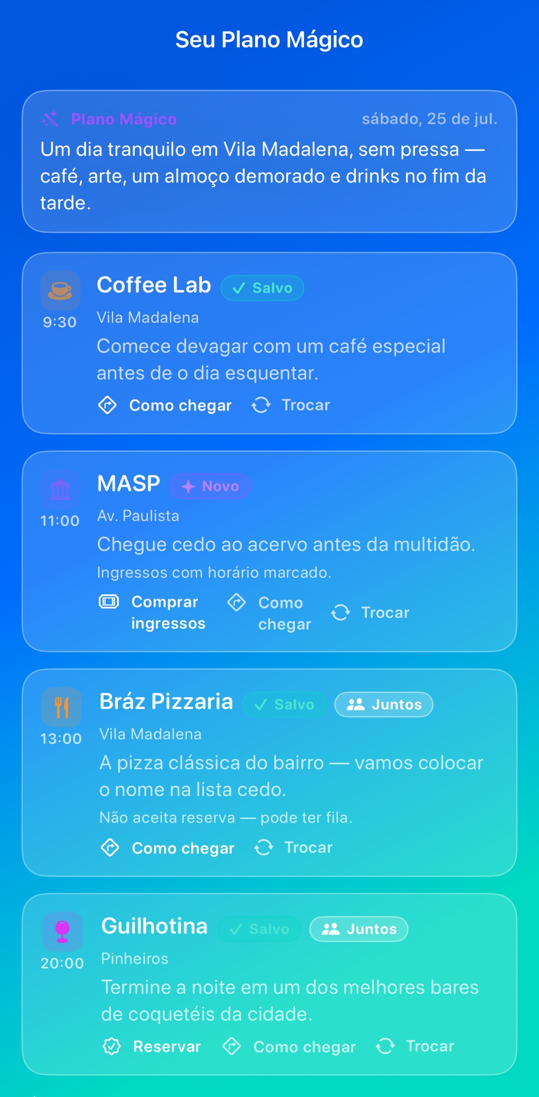 Descreva o seu dia. Receba o roteiro.