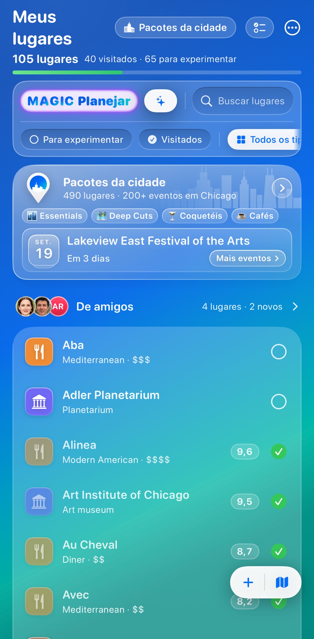 Cada lugar onde você esteve — e aonde quer ir
